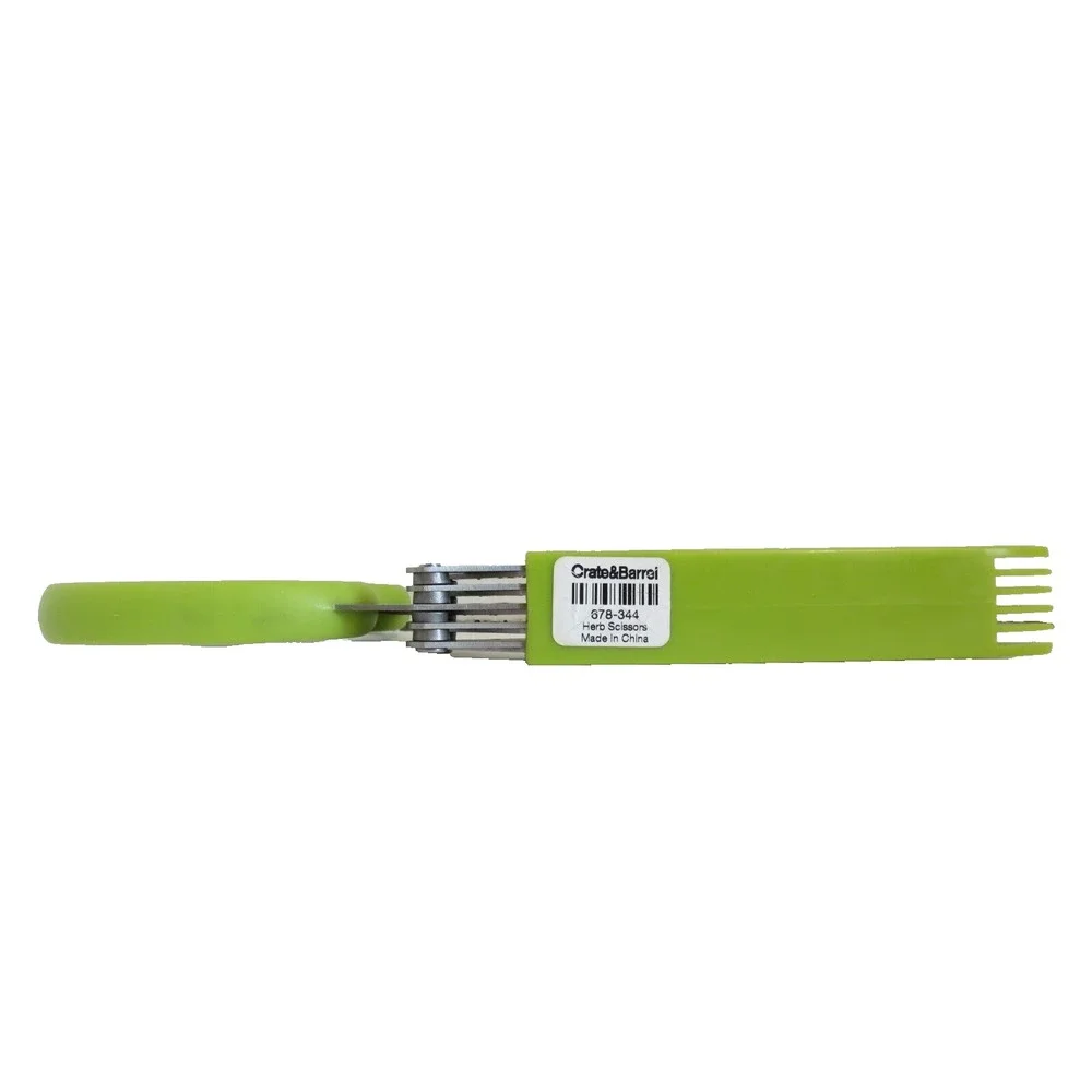 Crate & Barrel Herb‎ Scissors 5 Blade Stainless Steel w/Cover Green